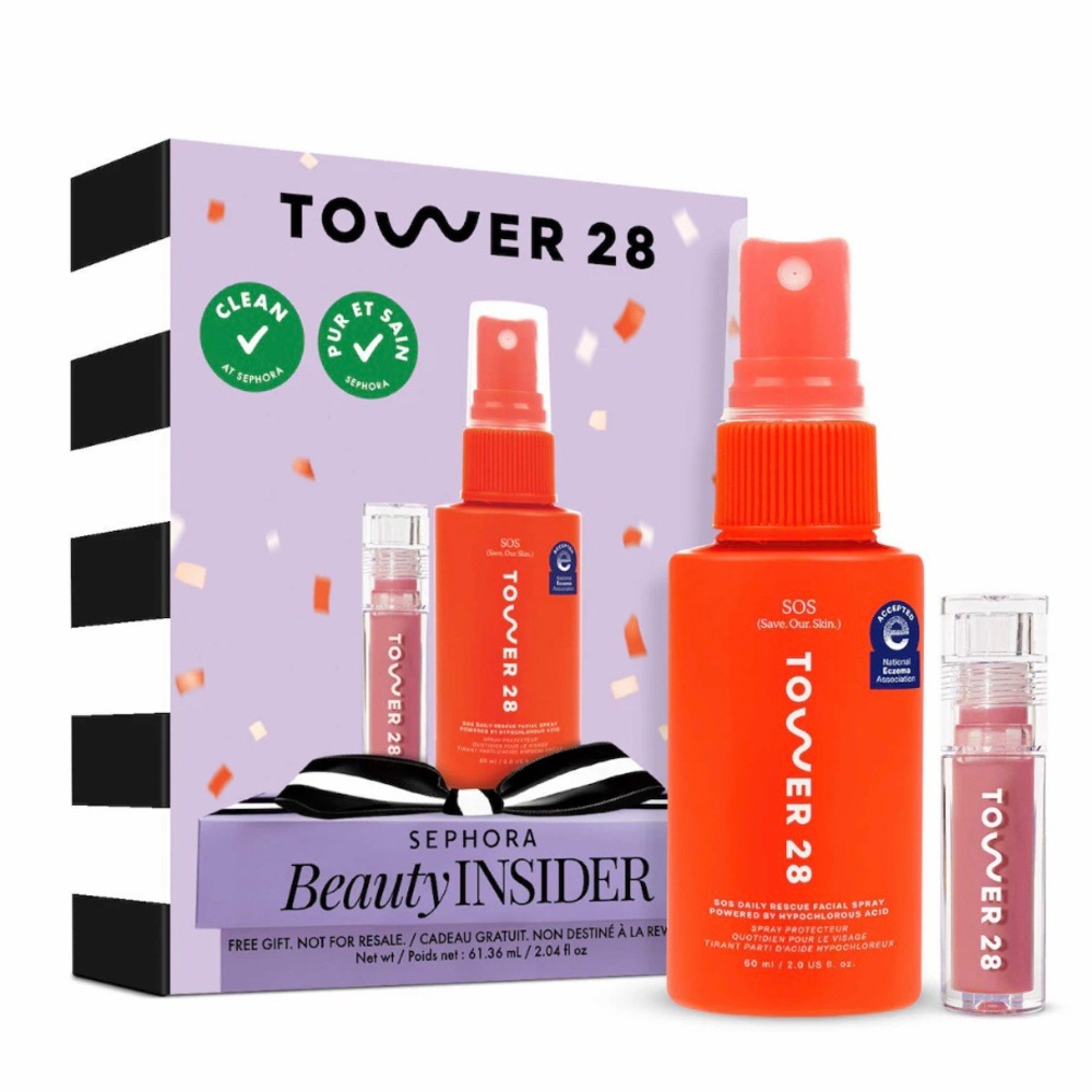 Tower 28 Beauty SOS Daily Rescue Facial Spray and Lip Jelly